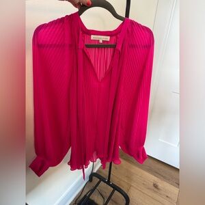 WOMENS PLEATED LONG SLEEVE BLOUSE SIZE LARGE ENDLESS ROSE